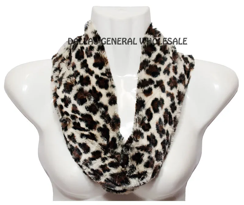 Safari Animal Printed Furry Infinity Circle Scarf Wholesale