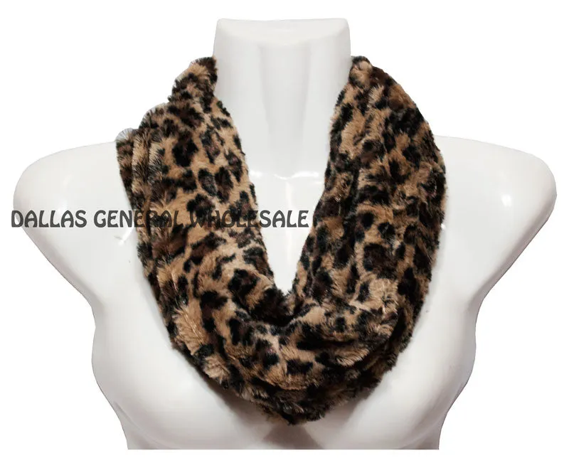 Safari Animal Printed Furry Infinity Circle Scarf Wholesale