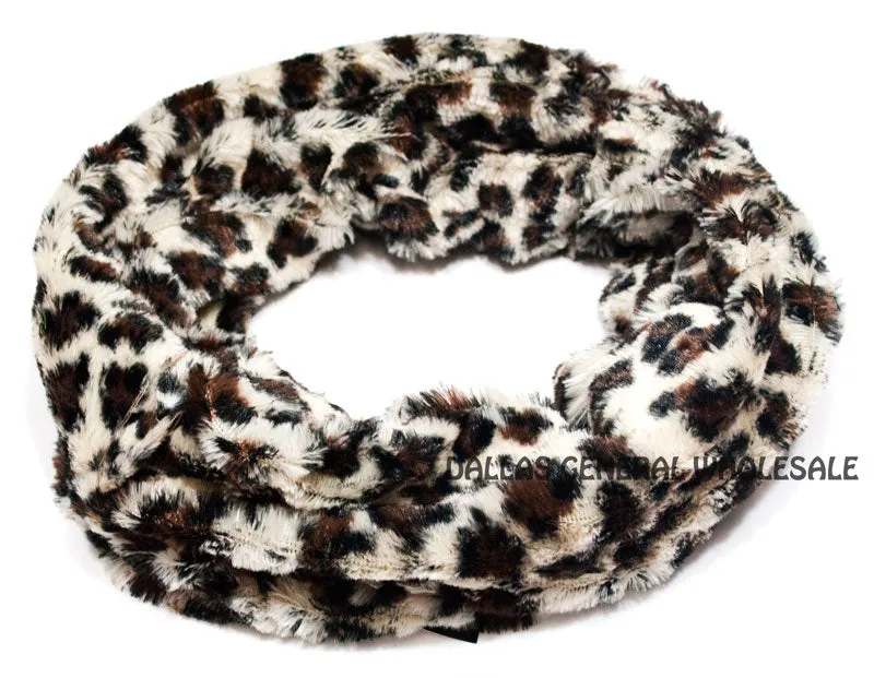 Safari Animal Printed Furry Infinity Circle Scarf Wholesale