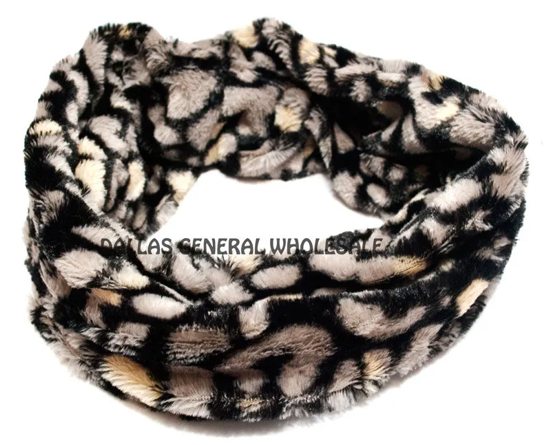 Safari Animal Printed Furry Infinity Circle Scarf Wholesale