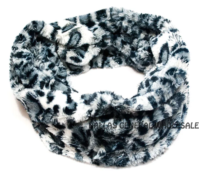 Safari Animal Printed Furry Infinity Circle Scarf Wholesale