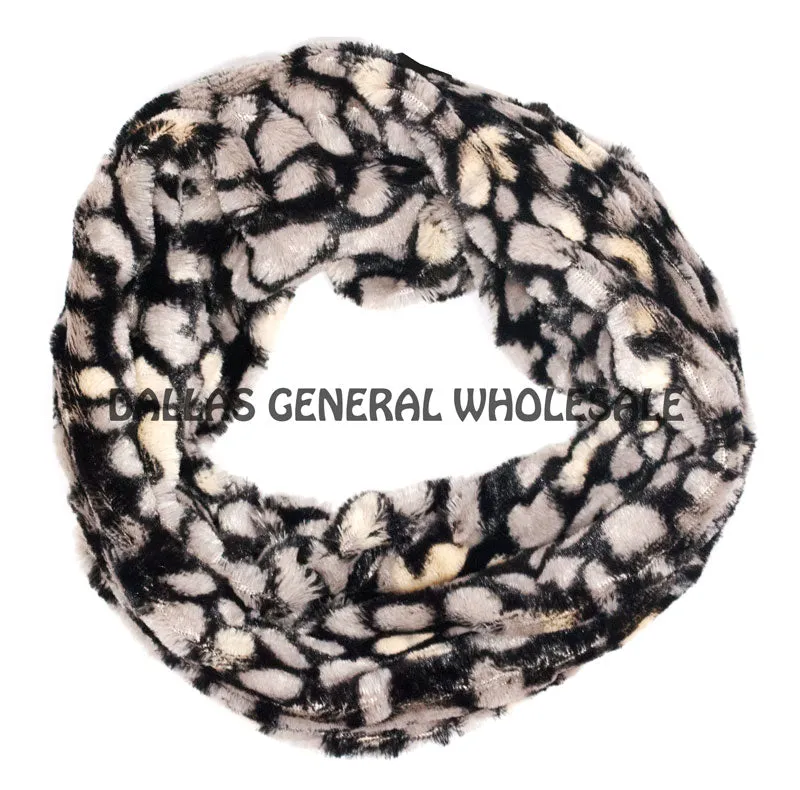 Safari Animal Printed Furry Infinity Circle Scarf Wholesale