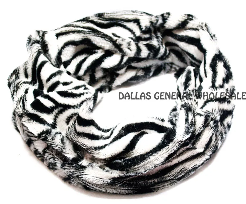 Safari Animal Printed Furry Infinity Circle Scarf Wholesale