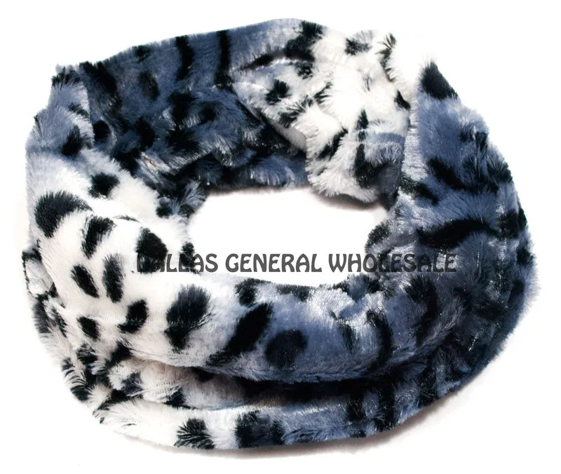 Safari Animal Printed Furry Infinity Circle Scarf Wholesale