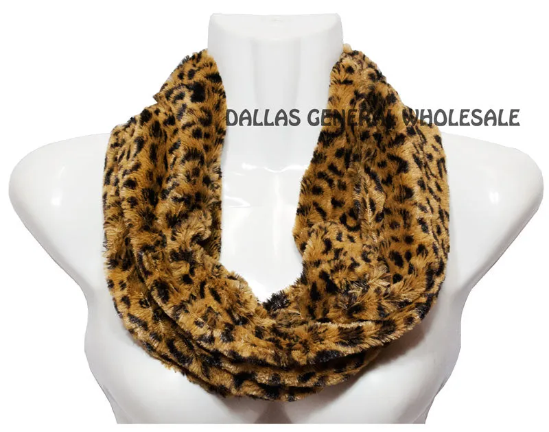 Safari Animal Printed Furry Infinity Circle Scarf Wholesale