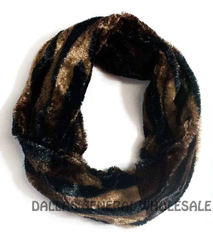 Safari Animal Printed Furry Infinity Circle Scarf Wholesale