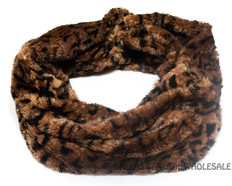 Safari Animal Printed Furry Infinity Circle Scarf Wholesale