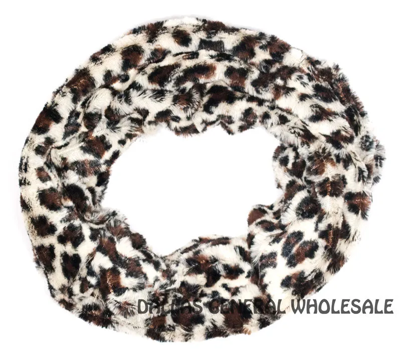 Safari Animal Printed Furry Infinity Circle Scarf Wholesale