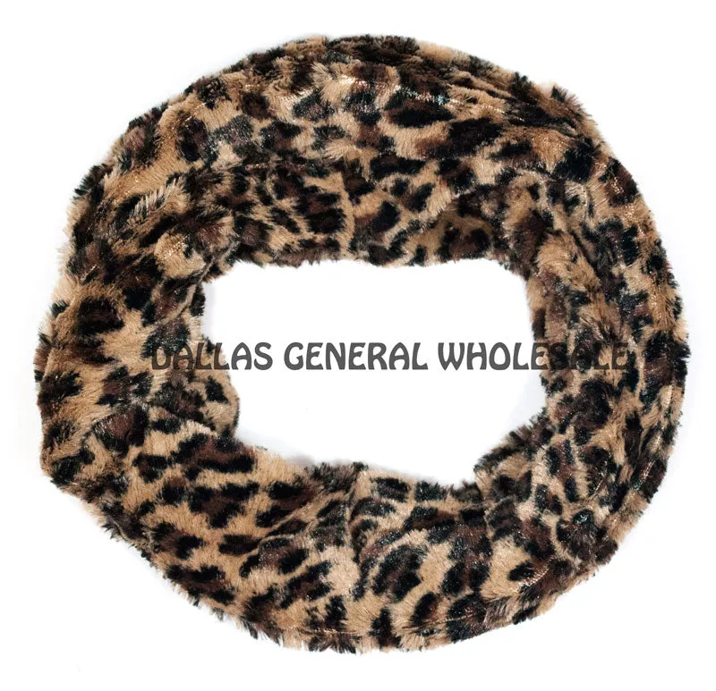 Safari Animal Printed Furry Infinity Circle Scarf Wholesale