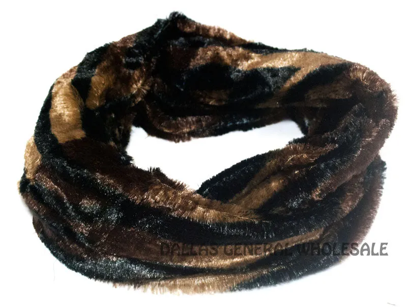 Safari Animal Printed Furry Infinity Circle Scarf Wholesale