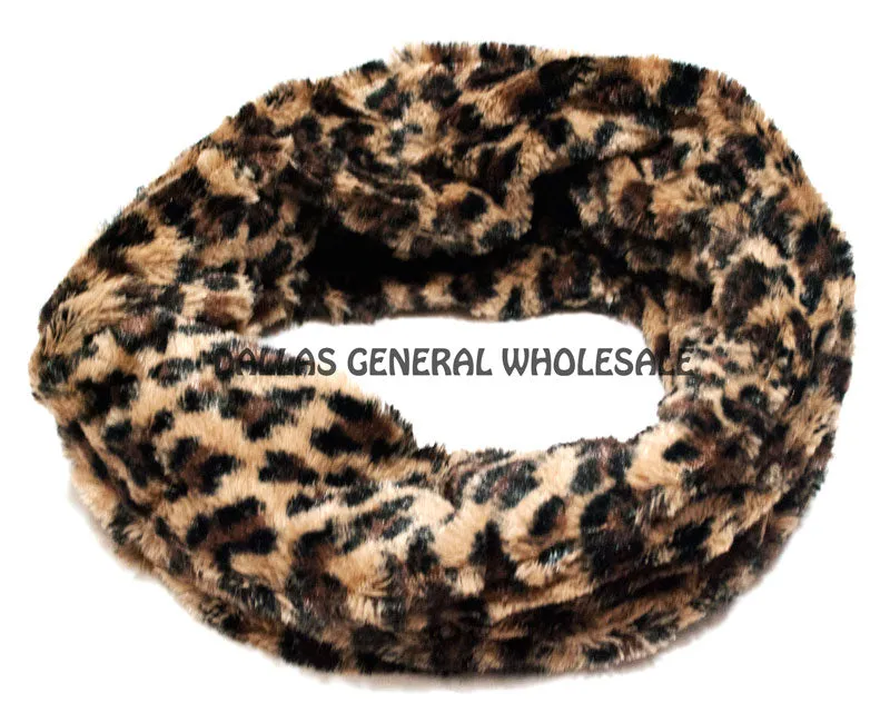 Safari Animal Printed Furry Infinity Circle Scarf Wholesale