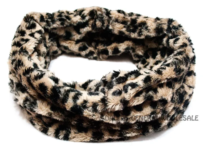 Safari Animal Printed Furry Infinity Circle Scarf Wholesale