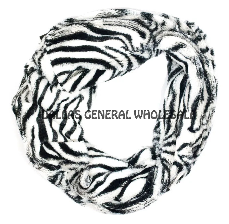 Safari Animal Printed Furry Infinity Circle Scarf Wholesale