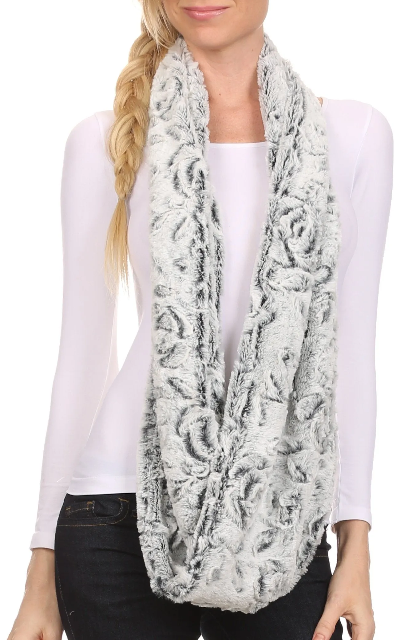 Sakkas Abhy Soft Fall Winter Furry Infinity Wrap Scarf