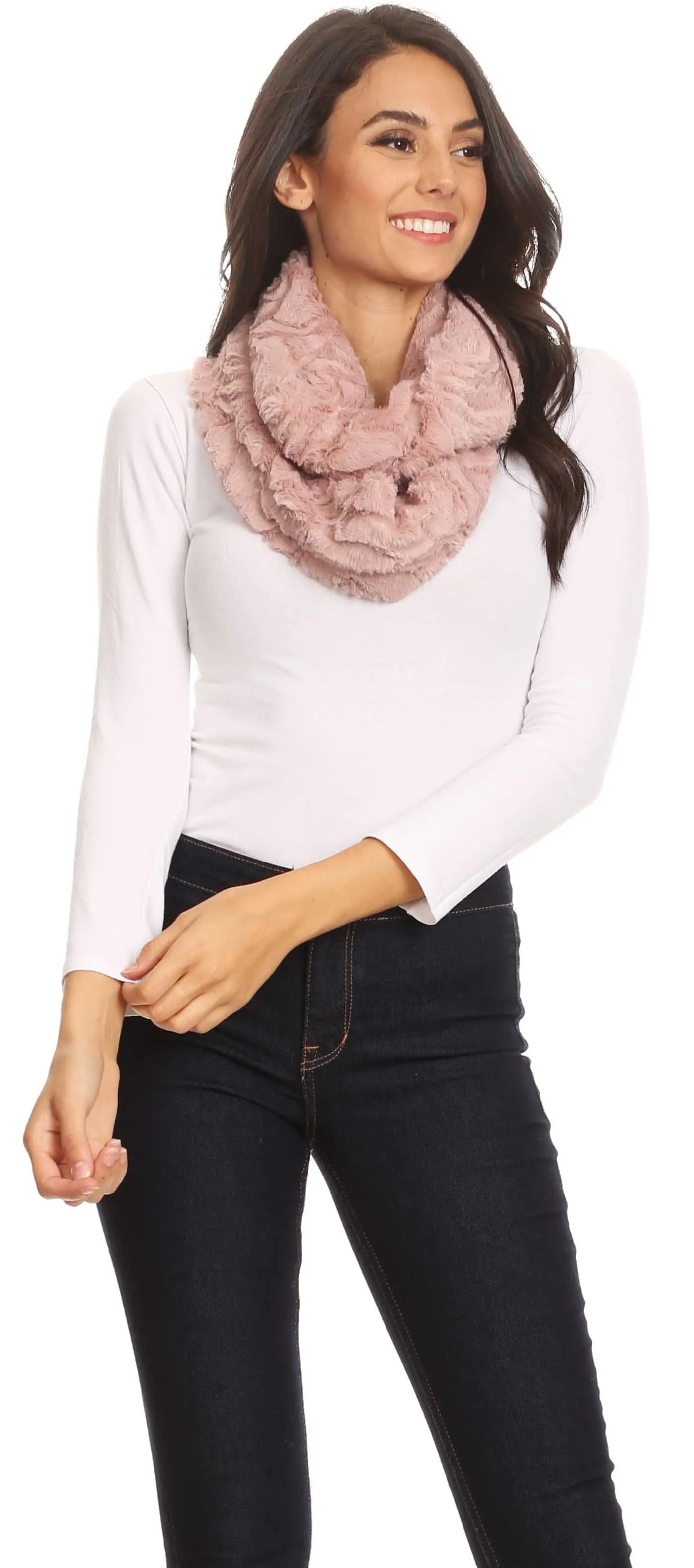 Sakkas Abhy Soft Fall Winter Furry Infinity Wrap Scarf