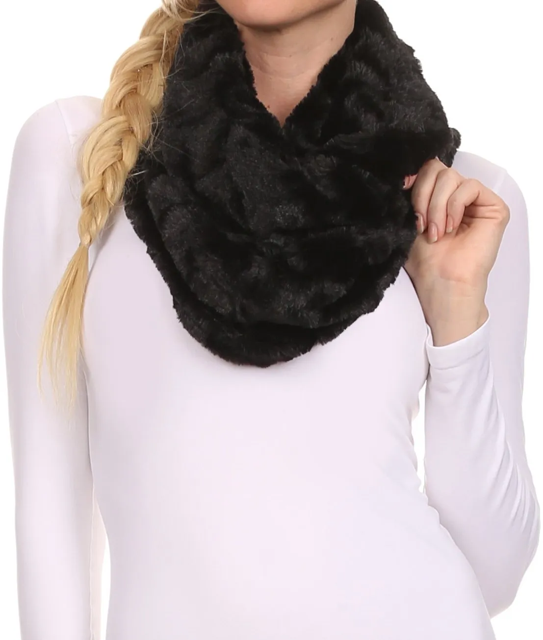 Sakkas Abhy Soft Fall Winter Furry Infinity Wrap Scarf