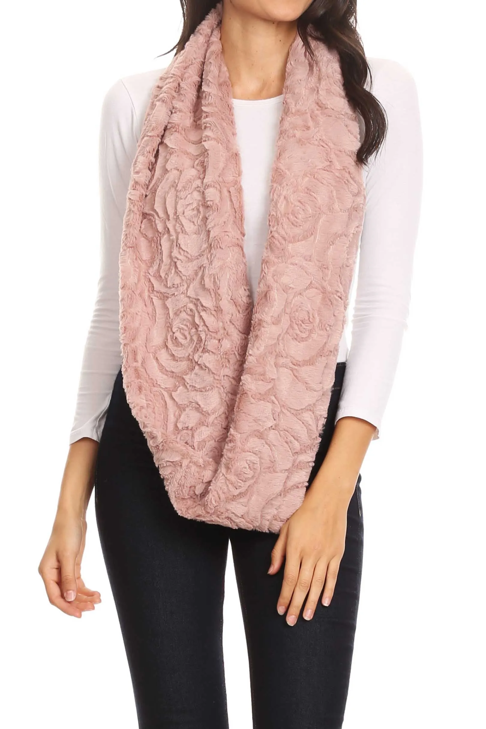 Sakkas Abhy Soft Fall Winter Furry Infinity Wrap Scarf