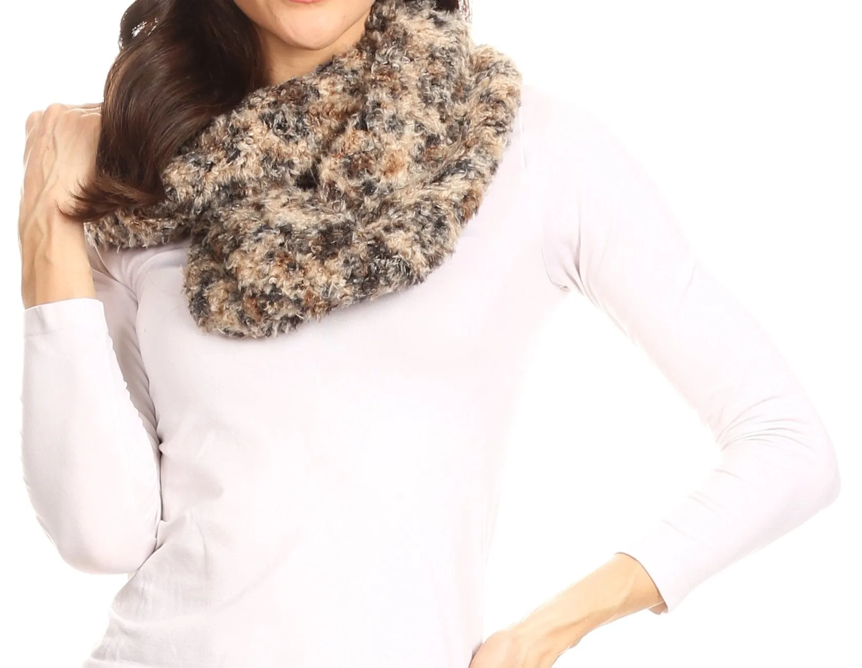 Sakkas Abhy Soft Fall Winter Furry Infinity Wrap Scarf