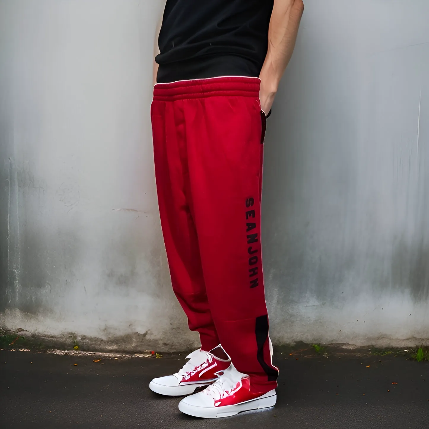 ^SEAN JOHN^ (RED) POLYESTER JOGGER SWEATPANTS (XB SIZED)