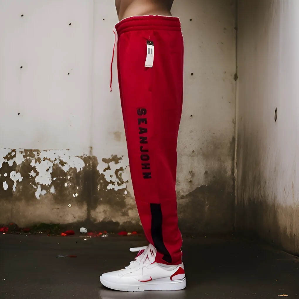 ^SEAN JOHN^ (RED) POLYESTER JOGGER SWEATPANTS (XB SIZED)