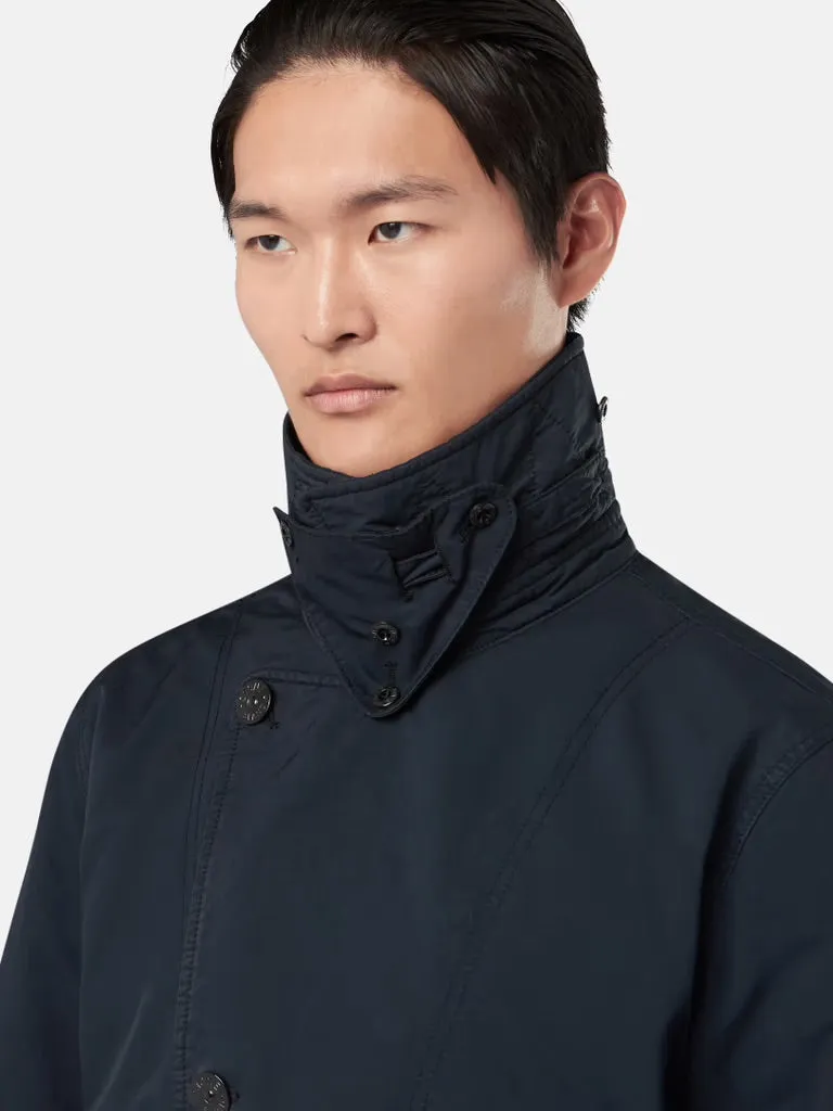 Short Trench Coat with Anti-Drop David-TC - Navy Blue