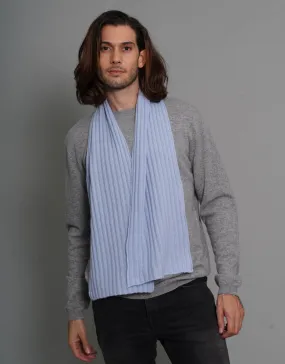 Small-Rib Cashmere Scarf in Ice Blue