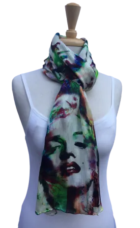 SPFA-14 - Ribbed scarf with watercolor Che and Marilyn print