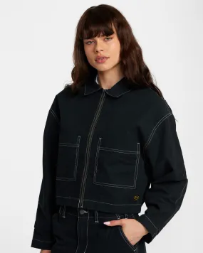 Spring Shift Shacket Long Sleeve Top - Black