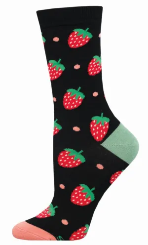 Strawberry Delight Women's Bamboo Crew Socks