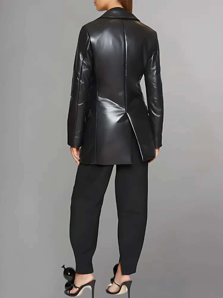 Tailored Lambskin Leather Coat For Women