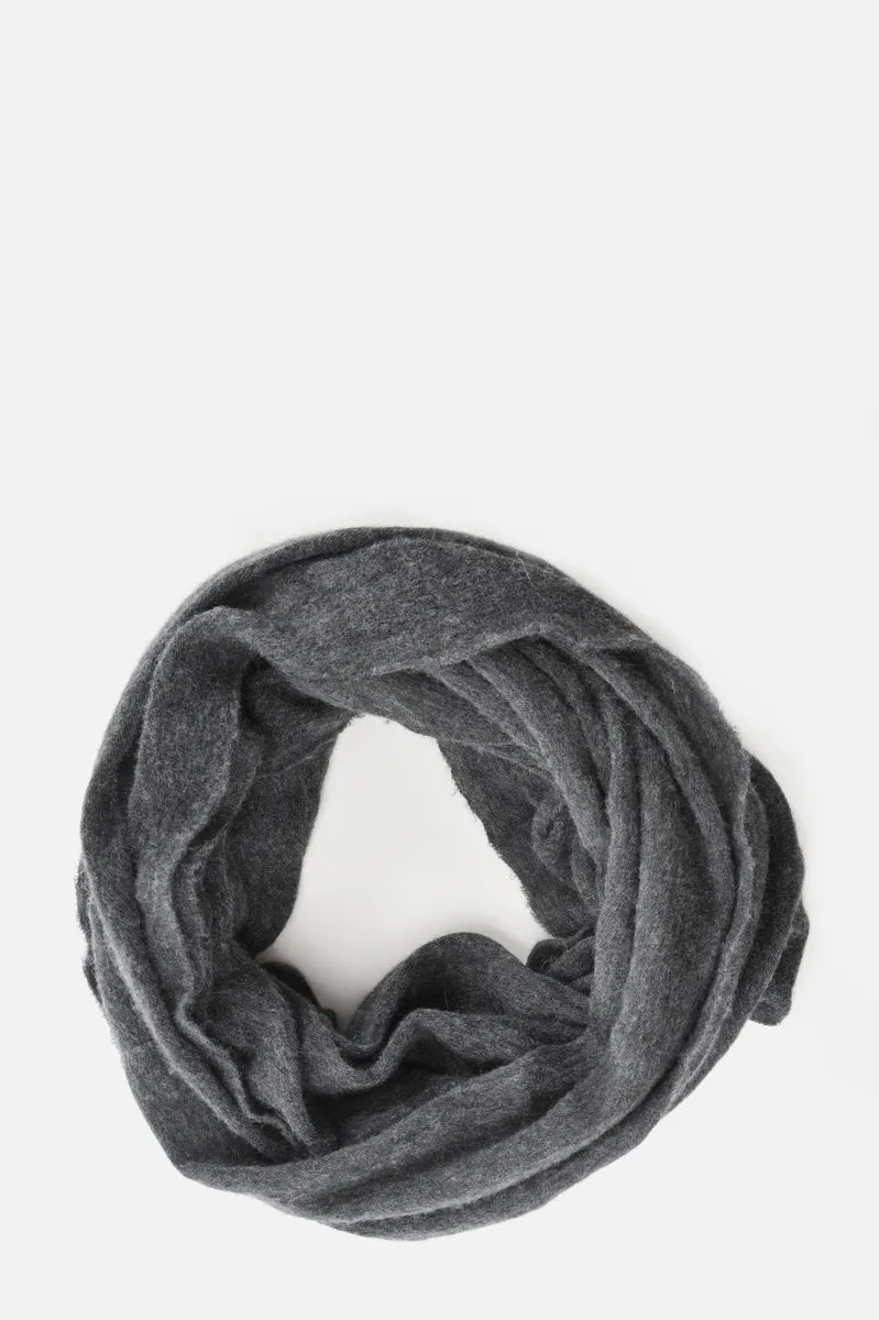 Thick Dark Grey Melange Knit Cashmere Tube Scarf