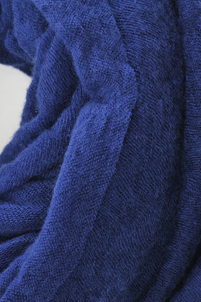 Thick Navy Classic Knit Cashmere Tube Scarf