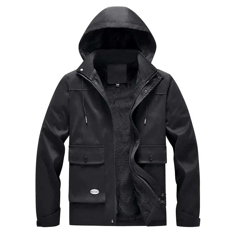 Thick Warm Fleece Men Fashion Casual Jacket Men Men Windproof Fleece Military Parkas WinterOutdoor Parkas Jacket Coat