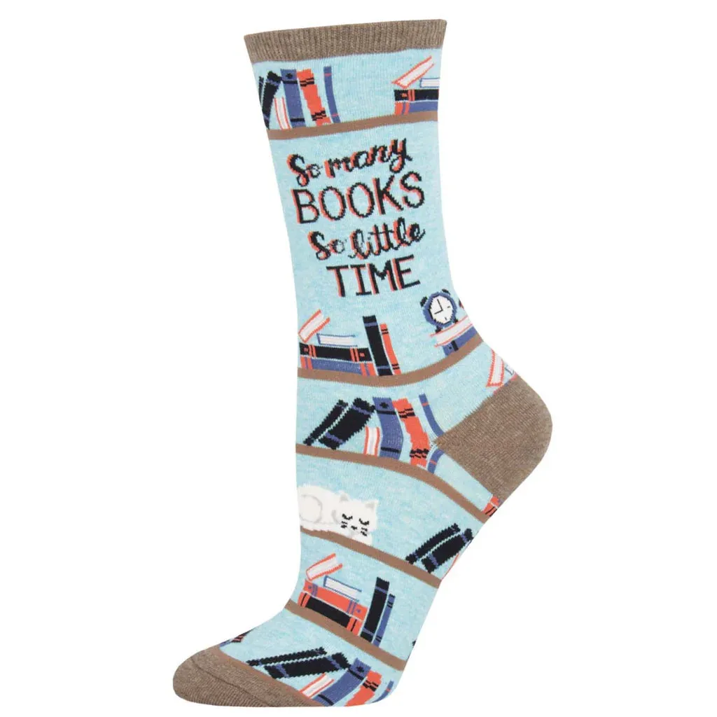 Time for a Good Book Women's Crew Socks in Blue