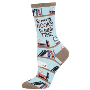 Time for a Good Book Women's Crew Socks in Blue