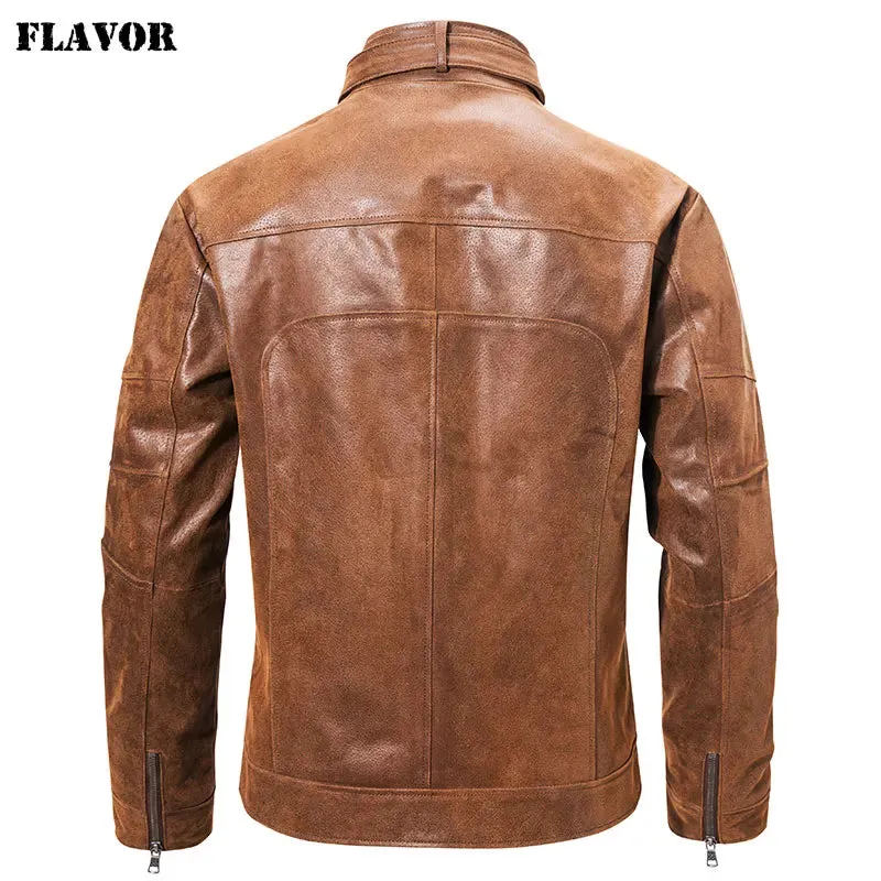 Vintage Men's Pigskin Leather Motorcycle Jacket