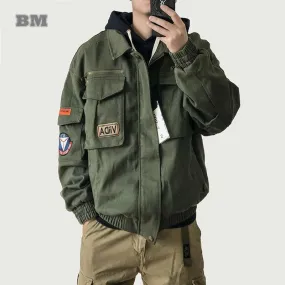 Vintage Military Tactical Jacket Army Green Casual Tops