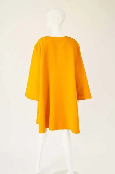 Vintage Valentino Tangerine-Orange Wool Cocoon Mod Coat