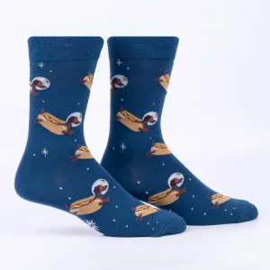 Weiner Dogs, in Space! Men's Crew Socks - Glow in the dark