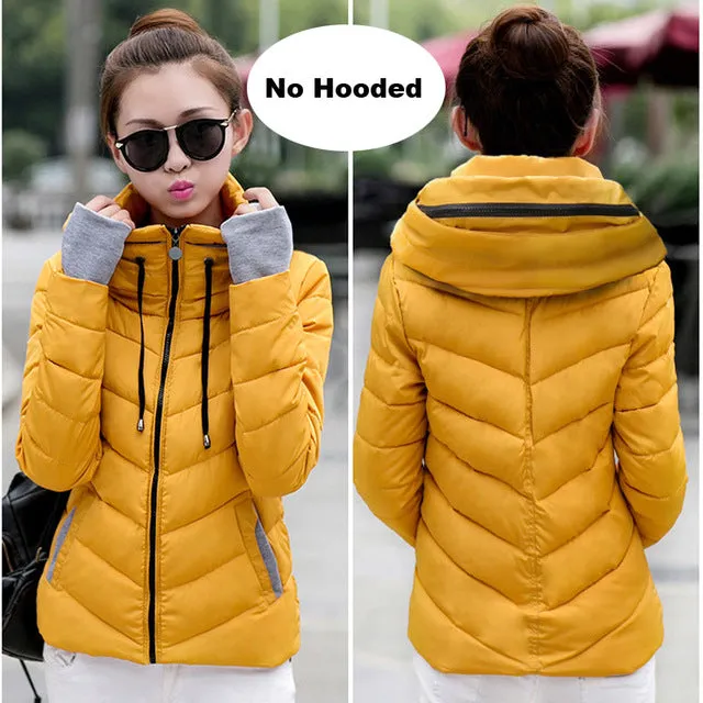 Winter Jacket Women Cotton Short Jacket 2017 New Girls Padded Slim Hooded Warm Parkas Stand Collar Coat Female Autumn Outerwear