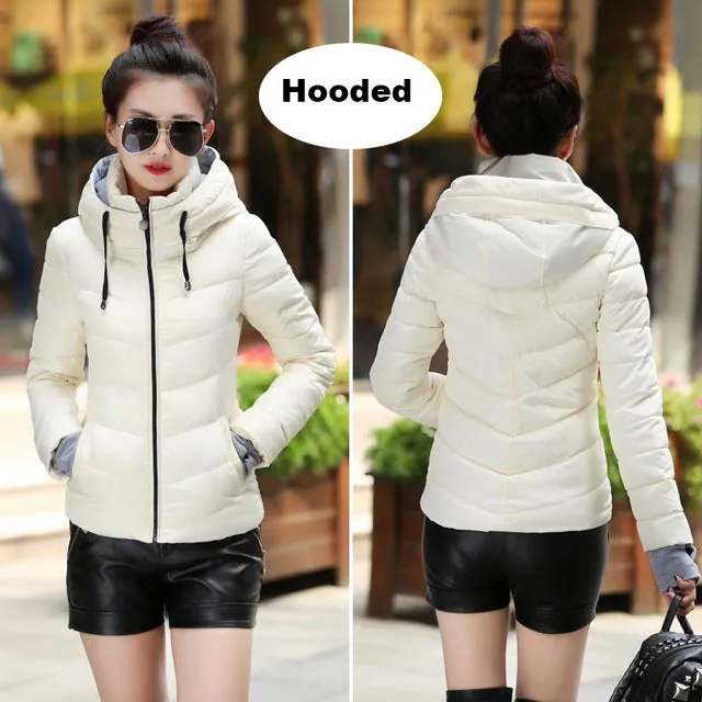 Winter Jacket Women Cotton Short Jacket 2017 New Girls Padded Slim Hooded Warm Parkas Stand Collar Coat Female Autumn Outerwear