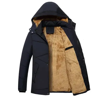 Winter padded coat men's jacket Winter Parkas Male Fur Trench Thick Overcoat men's Korean style Hooded slim-fit plus size jacket