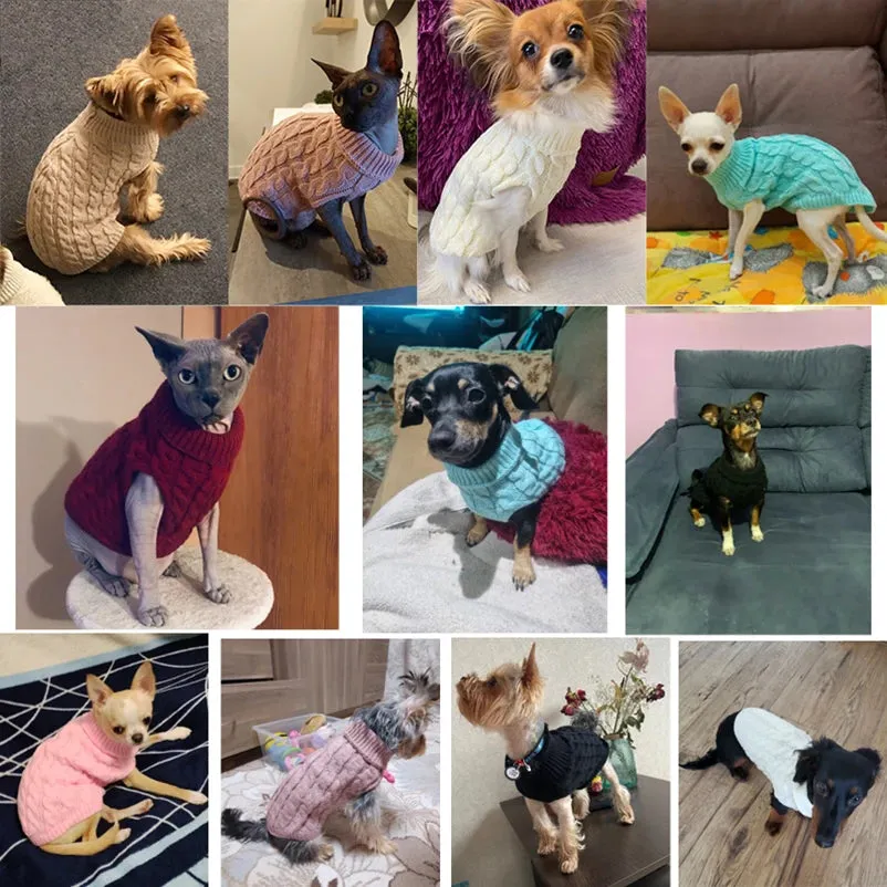 Winter Warm Dog Sweater - Turtleneck Pet Clothes for Small & Medium Dogs