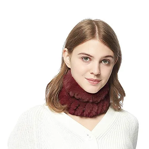 Women Winter Knitted Rex Rabbit Neck Warmer Infinity loop Scarf Scarves For Women Ladies