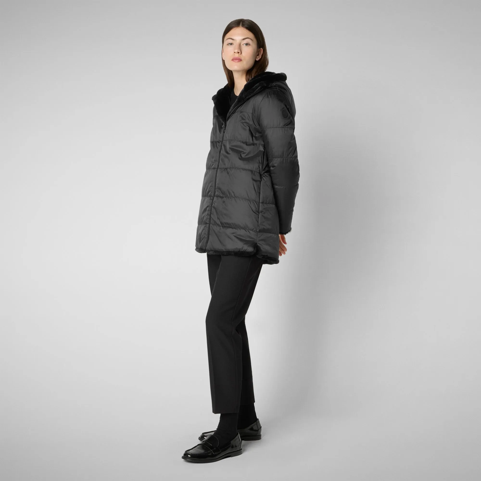 Women's Hooded Reversible Coat Bridget in Black