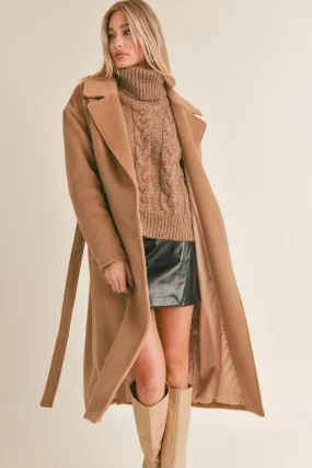 Women's Teddy Bear Notch Lapel Long Coat | Tan