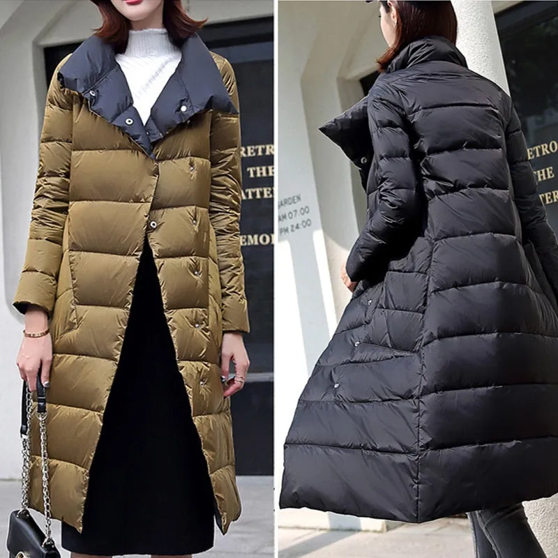 Women's turtleneck long jacket waterproof outerwear