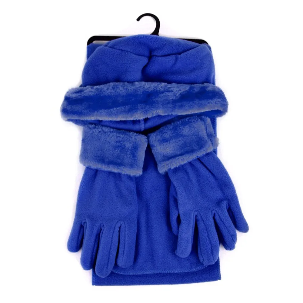 Women's Warm Fleece Winter Set - Scarf, Hat, and Gloves