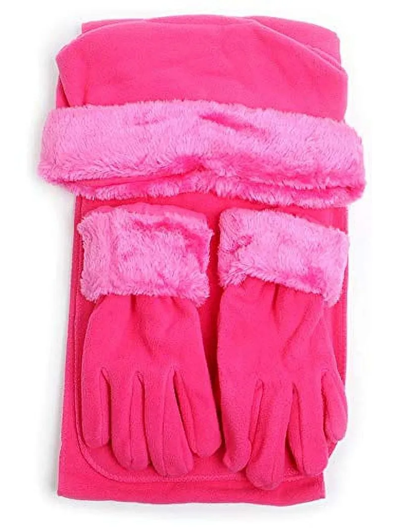 Women's Warm Fleece Winter Set - Scarf, Hat, and Gloves