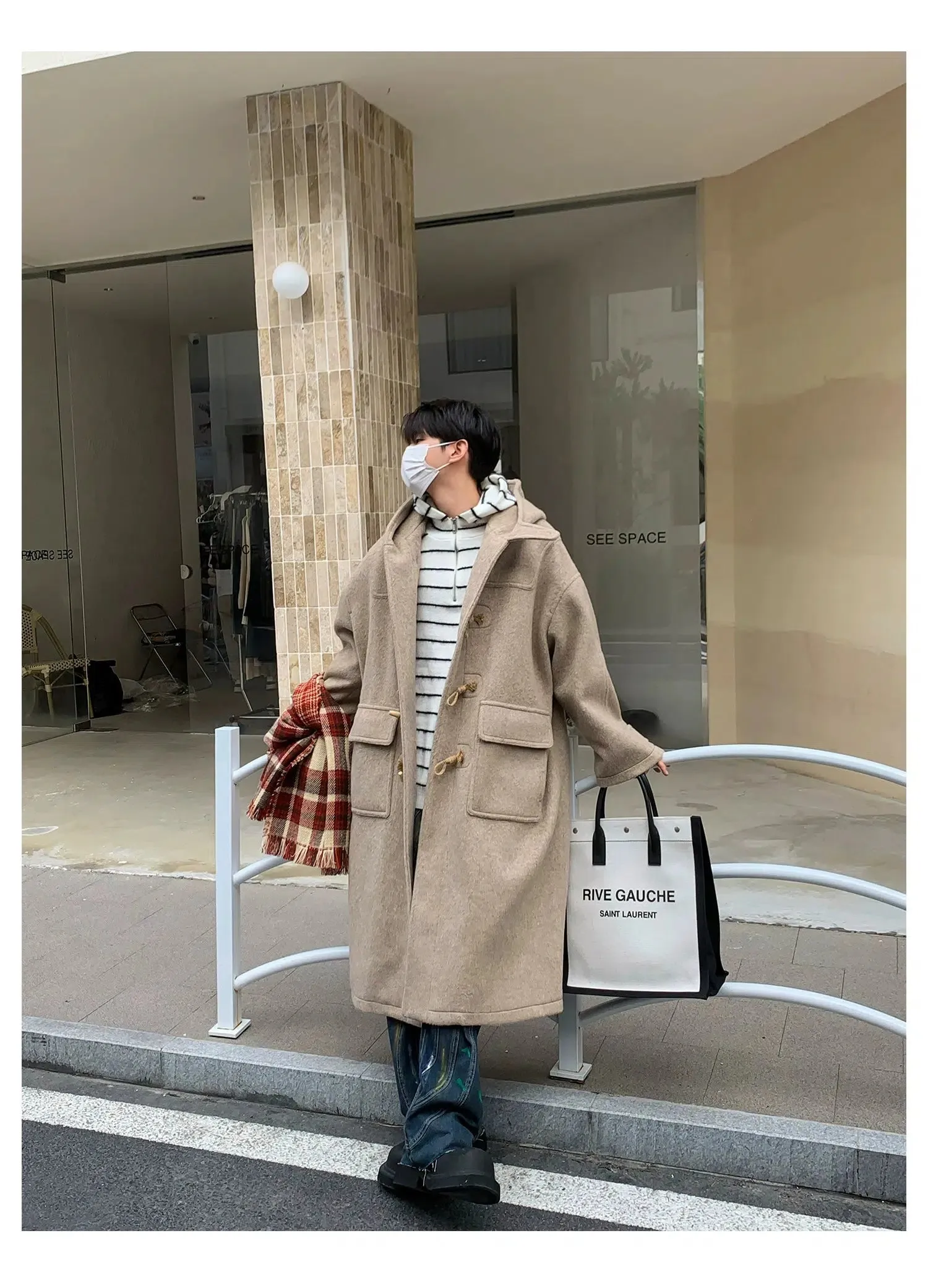 Wool Duffle Coat with Toggle Closure